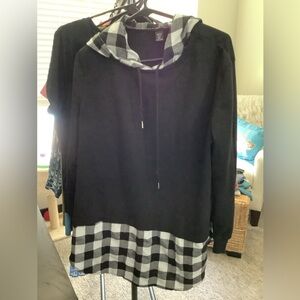 SHEIN Black and White Checkered 2fer Hoodie